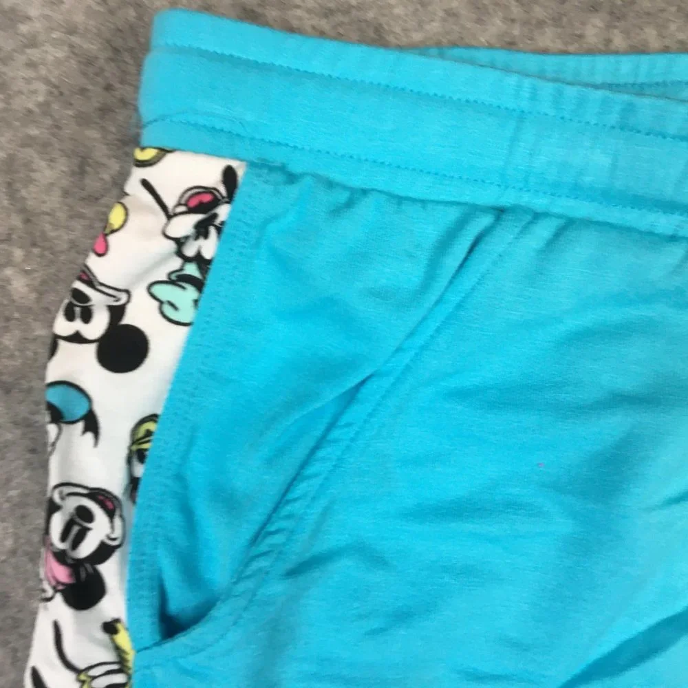 Disney Mickey and Friends Sleep Shorts 2X Blue Drawstring Pockets Printed Mini - Picture 2 of 11